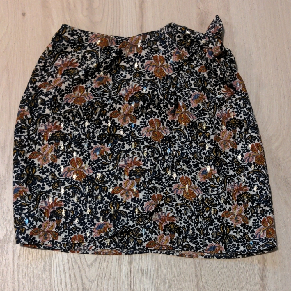 NAF NAF Blue and White Tie Front Pencil Mini Skirt
